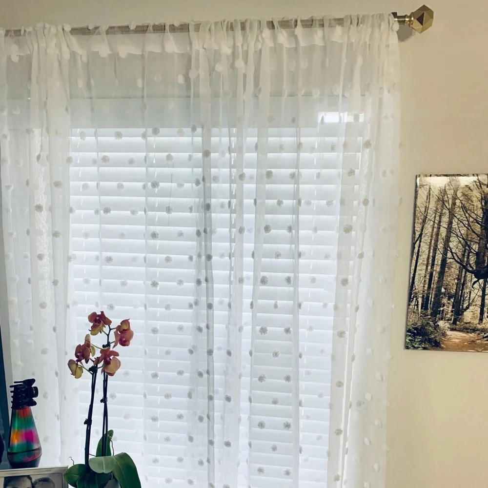 Sheer curtains panels standard length 84”. 4 panels total